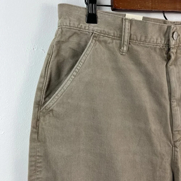 American Eagle Barrel Jeans Womens 12 Taupe Wide Leg Cropped Organic Cotton - Picture 5 of 16